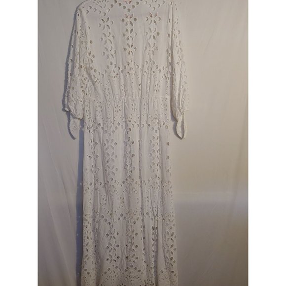 Lilly Pulitzer White Amrita Eyelet Midi Button Down Dress Size 10 - Picture 12 of 16
